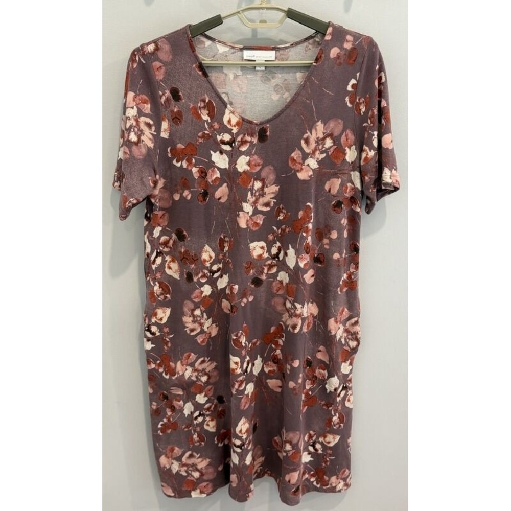 Pure Jill J Jill Affinity French Terry Dress Pink Mauve Abstract Floral Swing M